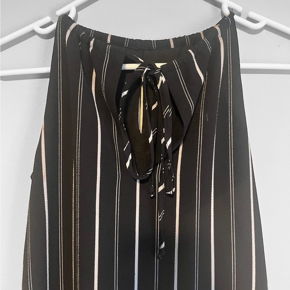 Aqua Halter Dress Black Pinstripes Size Small - Picture 2 of 5